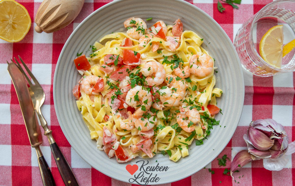 Tagliatelle met garnalen