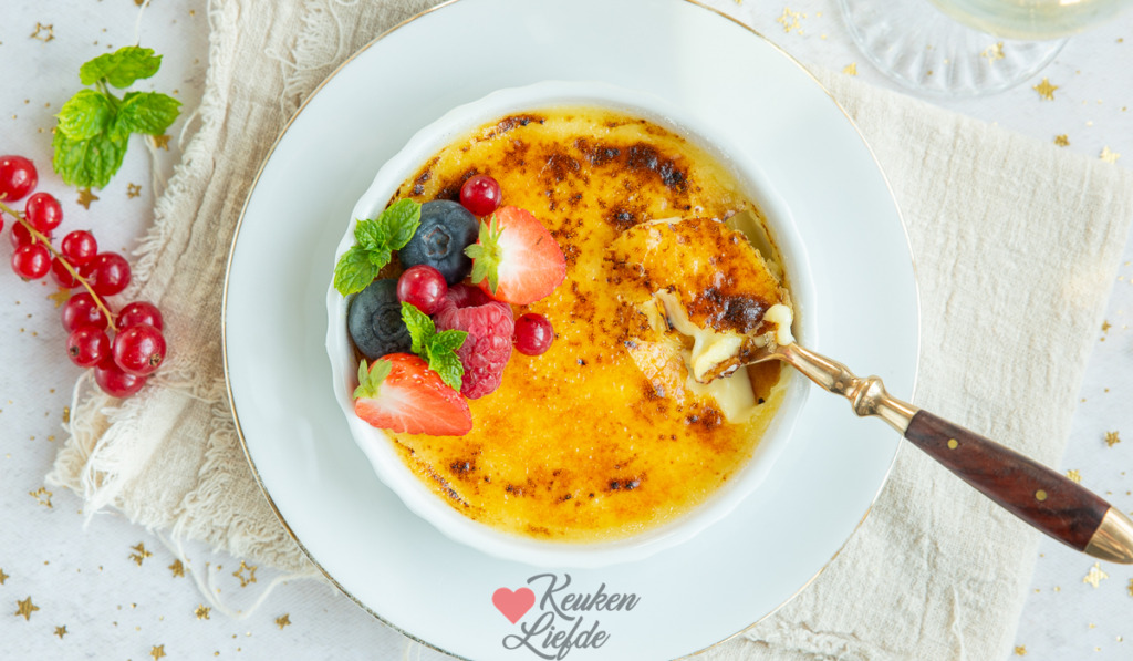 Crème brûlée met witte chocolade